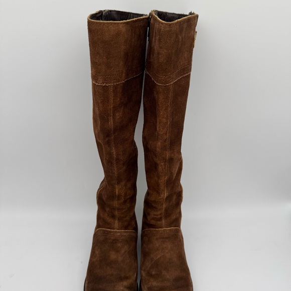 Born Poly Brown Suede Leather Tall Dual Zip Boots Size 7 M - Picture 4 of 14